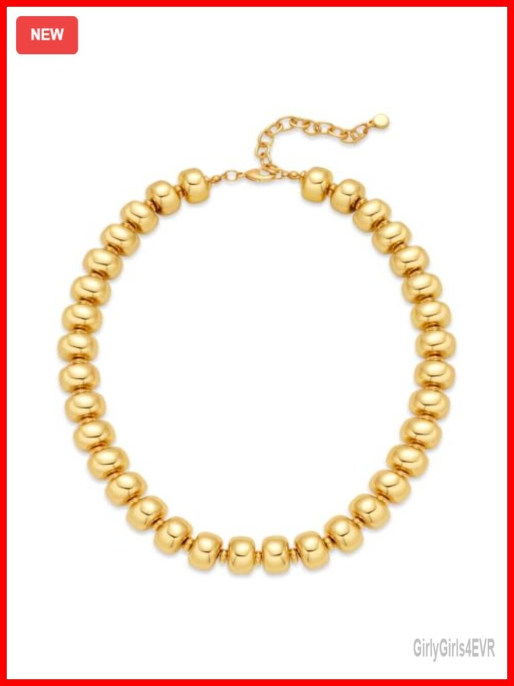 Chunky Gold Silver Beaded Necklace for Women Statement 14K Gold Plated
